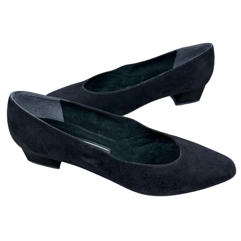 Stuart‎ Weitzman Women's Size 7.5 AA Slip On Suede Velvet Block Heels Shoes